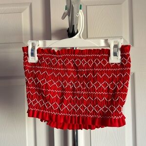 Red Strappless Swim Suit Top